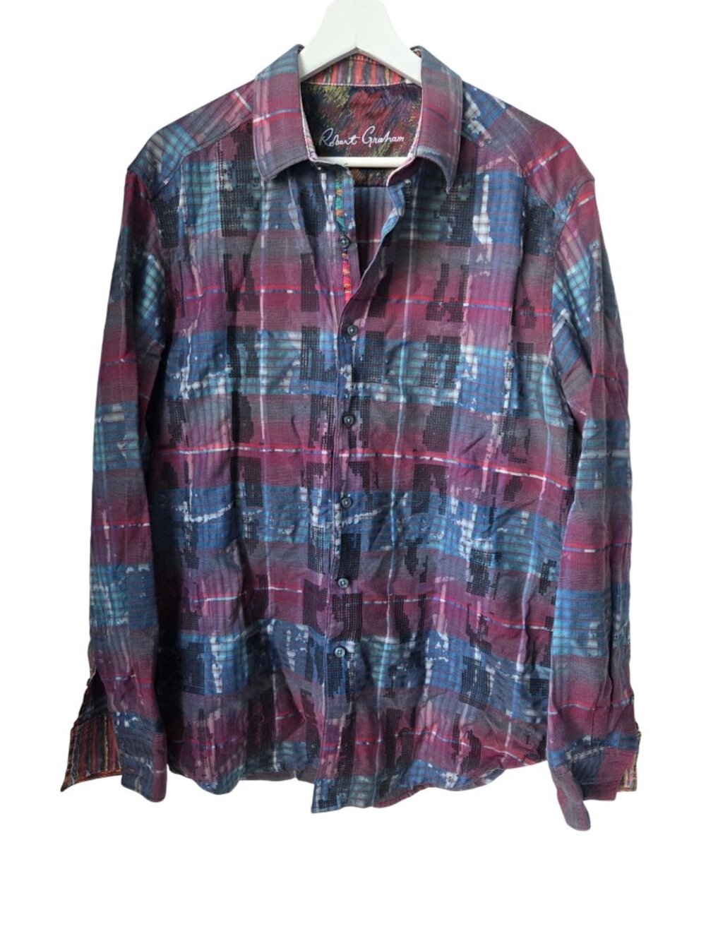 Robert Graham Mens Classic Fit Long Sleeve Button-Down Shirt Multicolor Size L